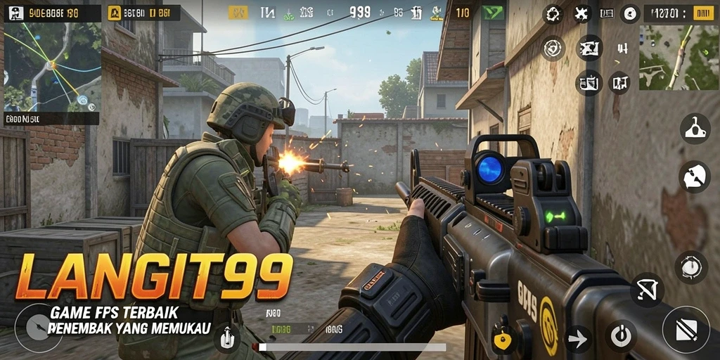 Tangkapan layar LANGIT99 memperlihatkan aksi menembak yang intens di permainan FPS.