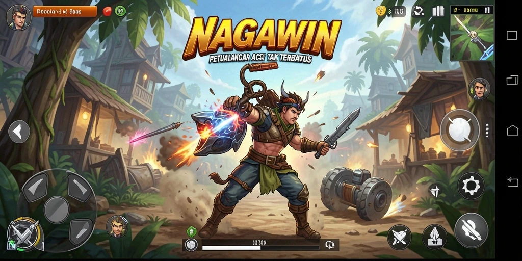 Screenshot NAGAWIN menampilkan aksi mendebarkan saat bertarung.