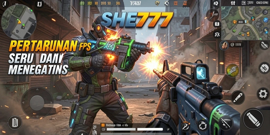 Tampilan aksi intens dalam gameplay SHE777 yang menegangkan.